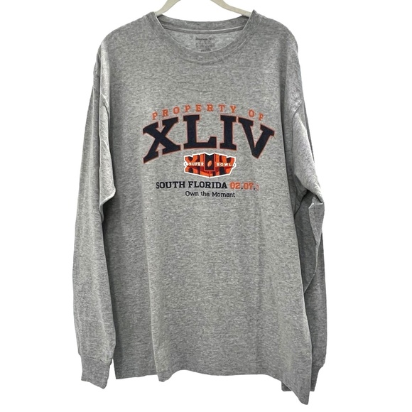 REEBOK GRAY SUPER BOWL XLIV 2010 LONG SLEEVE T-SHIRT - COLTS VS SAINTS - Picture 4 of 7